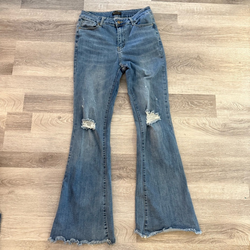 Paul Laszlo Distressed Blue Flare Jeans